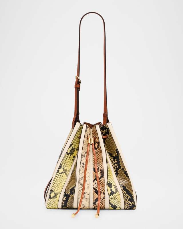Alma Everyday Snakeskin-Embossed Bucket Bag